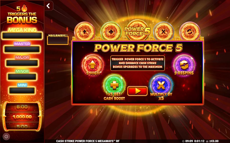 Cash Strike Power Force 5 Megaways skärmbild — free spins