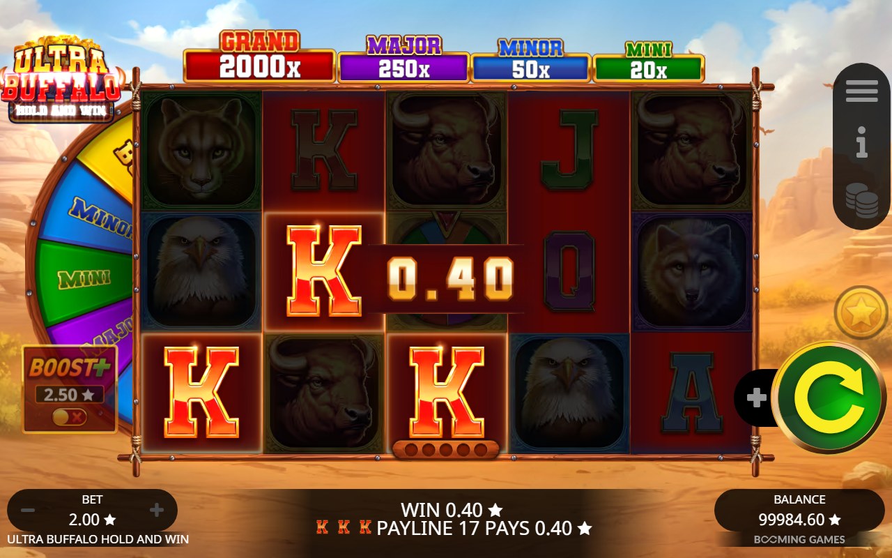 Ultra Buffalo Hold and Win skärmbild — bonus