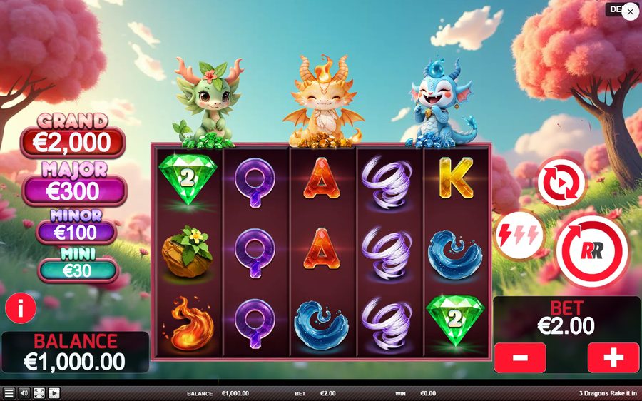 3 DRAGONS RAKE IT IN skärmbild — spin