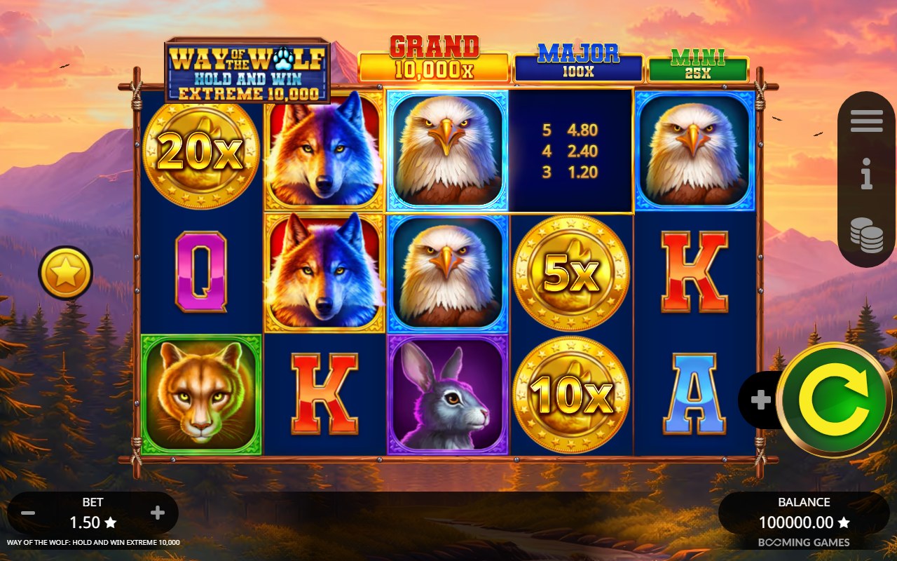 Way of the Wolf Hold and Win Extreme 10,000 skärmbild — spin