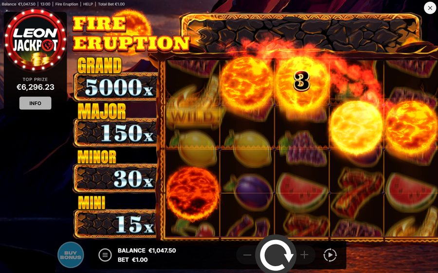 Fire Eruption skärmbild — free spins