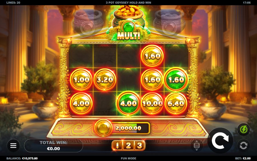 3 Pot Odyssey Hold and Win skärmbild — free spins