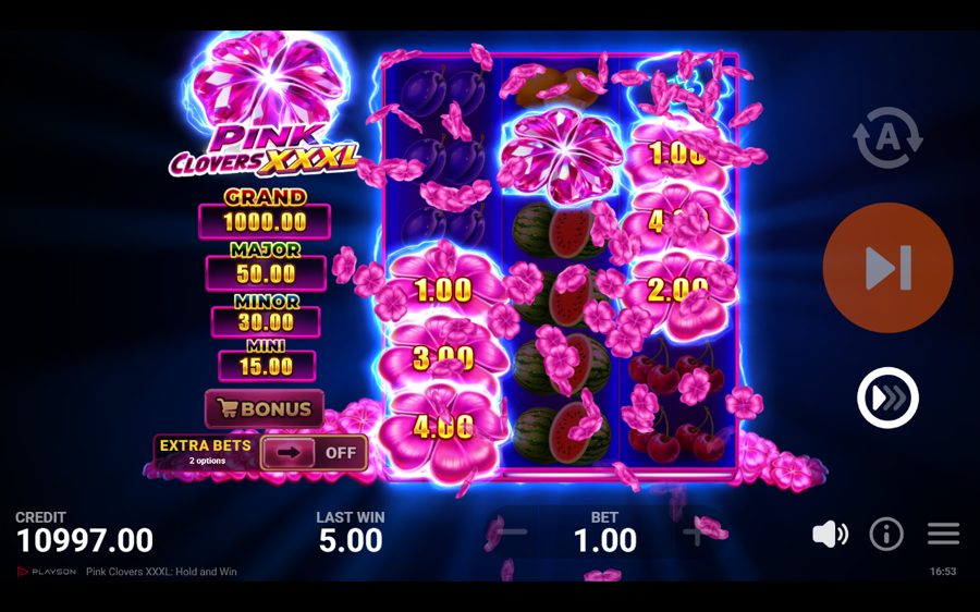 Pink Clovers XXXL: Hold and Win skärmbild — free spins