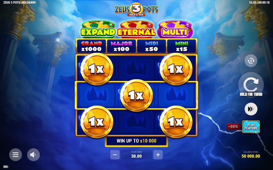 Zeus 3 Pots: Hold & Win skärmbild — spin