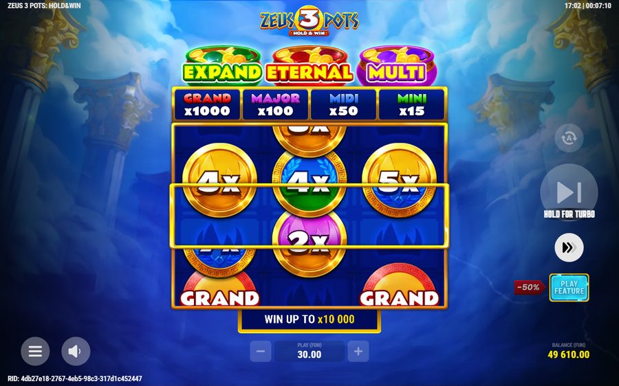 Zeus 3 Pots: Hold & Win skärmbild — free spins