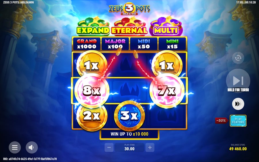 Zeus 3 Pots: Hold & Win skärmbild — win