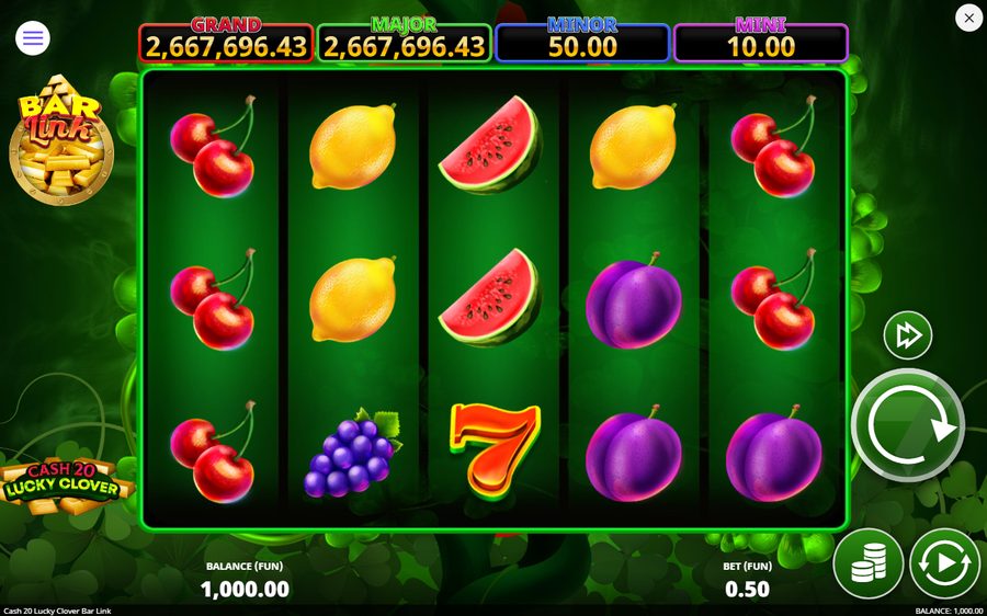 Cash 20 Lucky Clover Bar Link skärmbild — spin
