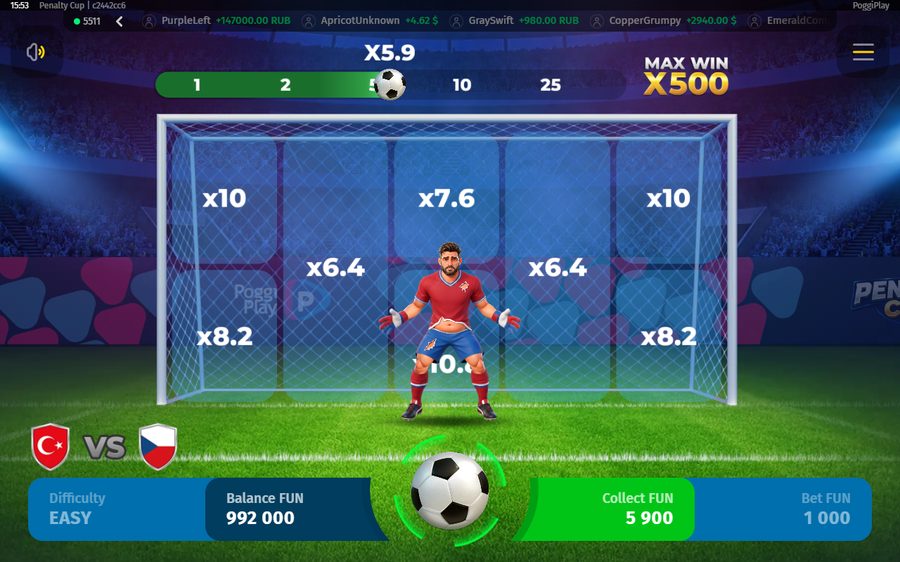 Penalty Cup skärmbild — spin