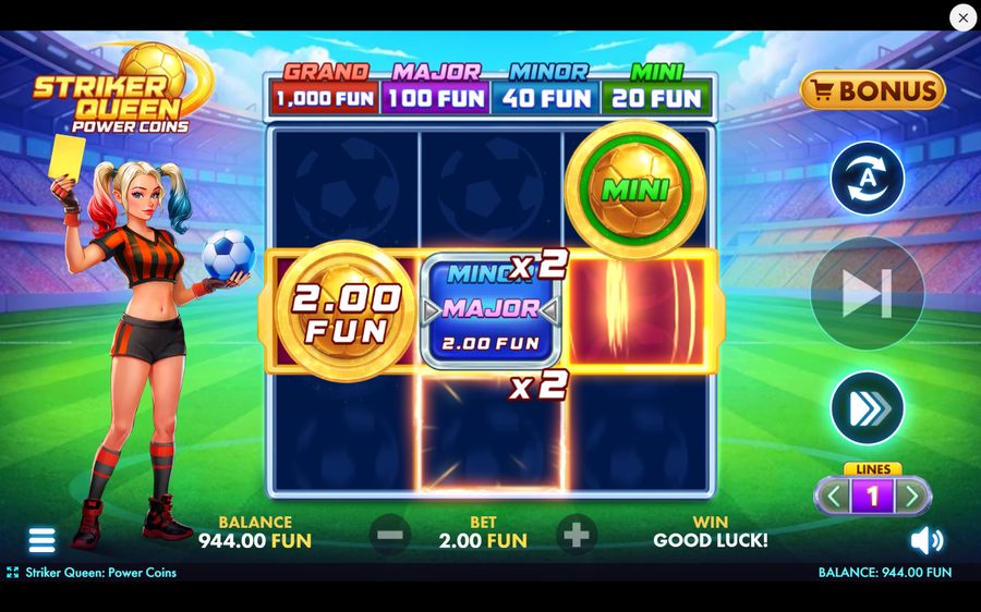 Striker Queen: Power Coins skärmbild — free spins